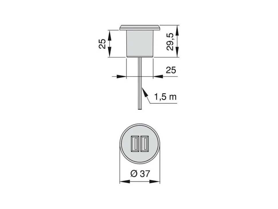 Connettori da incasso di ricarica USB Plugy diametro 25 mm