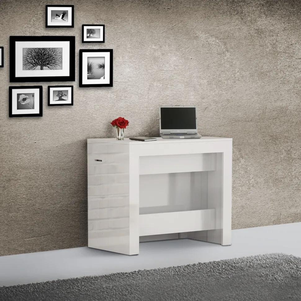 Consolle allungabile Bianco Lucido con Allunghe incorporate modello Inside 3 mt