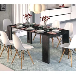 Consolle Allungabile Clever con Allunghe Incorporate - Marmo Nero (L.90)