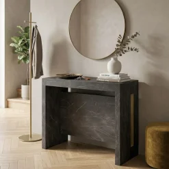 Consolle Allungabile Clever con Allunghe Incorporate - Marmo Nero (L.90)