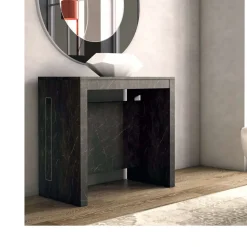 Consolle Allungabile Clever con Allunghe Incorporate - Marmo Nero (L.90)