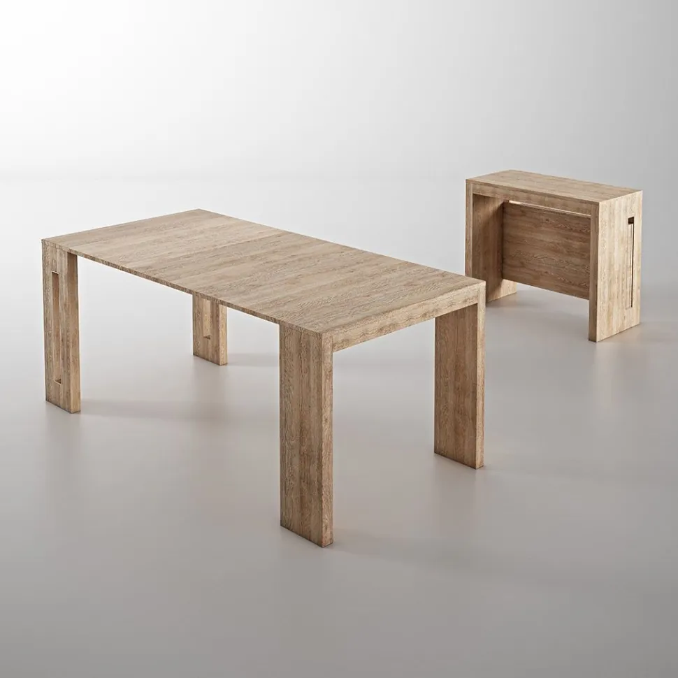 Consolle Allungabile Clever Rovere Chiaro con Allunghe Incorporate