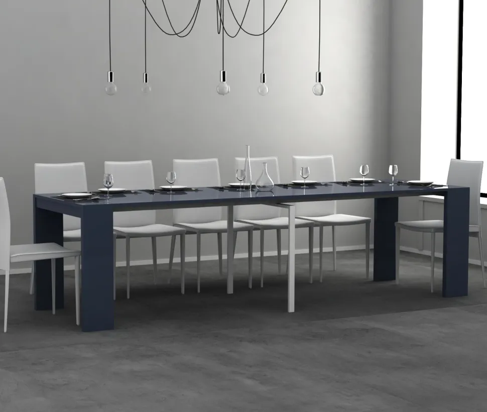 Consolle allungabile colore Blu Navy modello Deep laccato lucido o opaco 3 mt