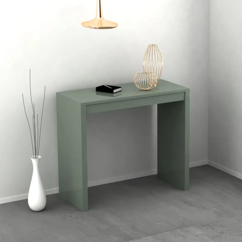 Consolle allungabile colore Verde scuro modello Pulcinella laccato lucido o opaco 3 mt