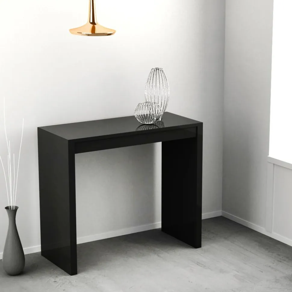 Consolle allungabile colore nero modello Eliza laccato lucido o opaco 3 mt