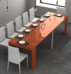 Consolle allungabile colore Arancio chiaro modello Demetra laccato lucido o opaco 3 mt