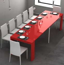 Consolle allungabile colore rosso modello Mathilde laccato lucido o opaco 3 mt