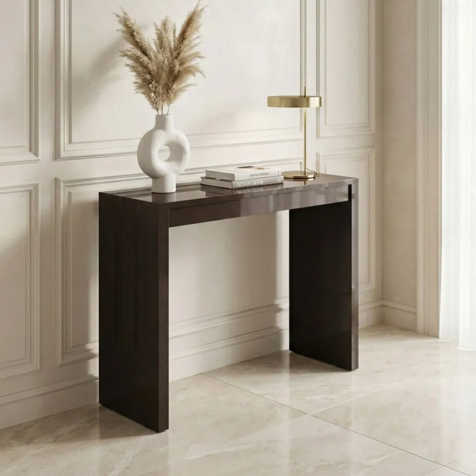 Consolle allungabile colore Brown marrone modello Sya laccato lucido o opaco 3 mt