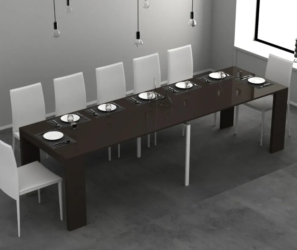 Consolle allungabile colore Brown marrone modello Sya laccato lucido o opaco 3 mt