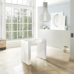 Consolle allungabile in finitura Bianco Lucido modello Mercurio con 5 alunghe incluse
