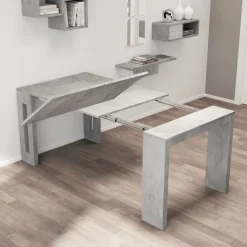 Consolle con allunghe incorporate Grigio CEMENTO modello CLEVER L 90