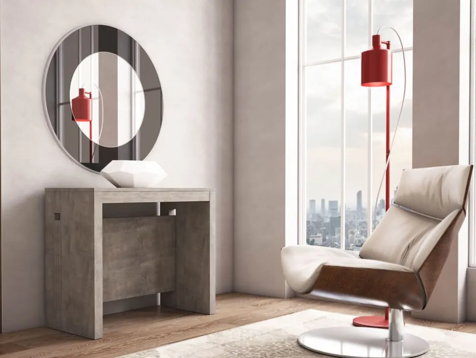 Consolle con allunghe incorporate Cemento modello CLEVER