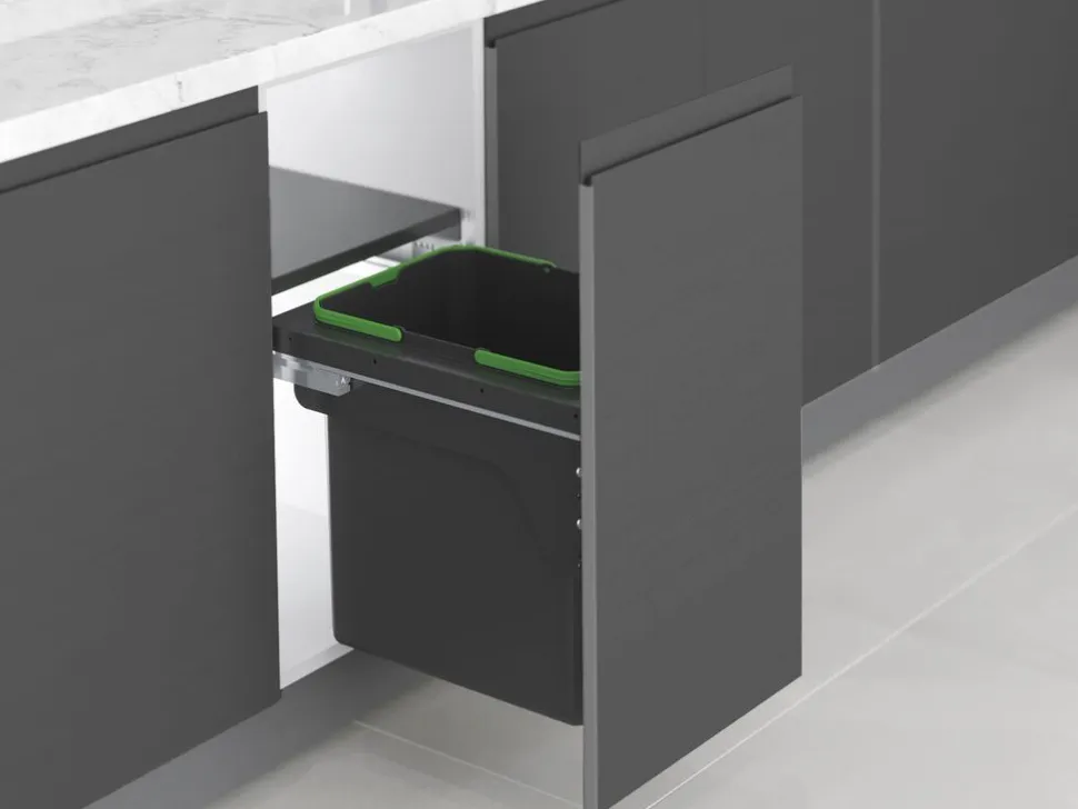 Contenitore per la raccolta differenziata con fissaggio laterale ed estrazione manuale Recycle