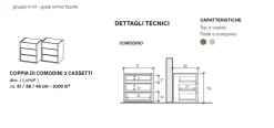 Coppia di comodini a 3 cassetti Mike linea Chèrie in finitura Bronzo e Rovere Mercure