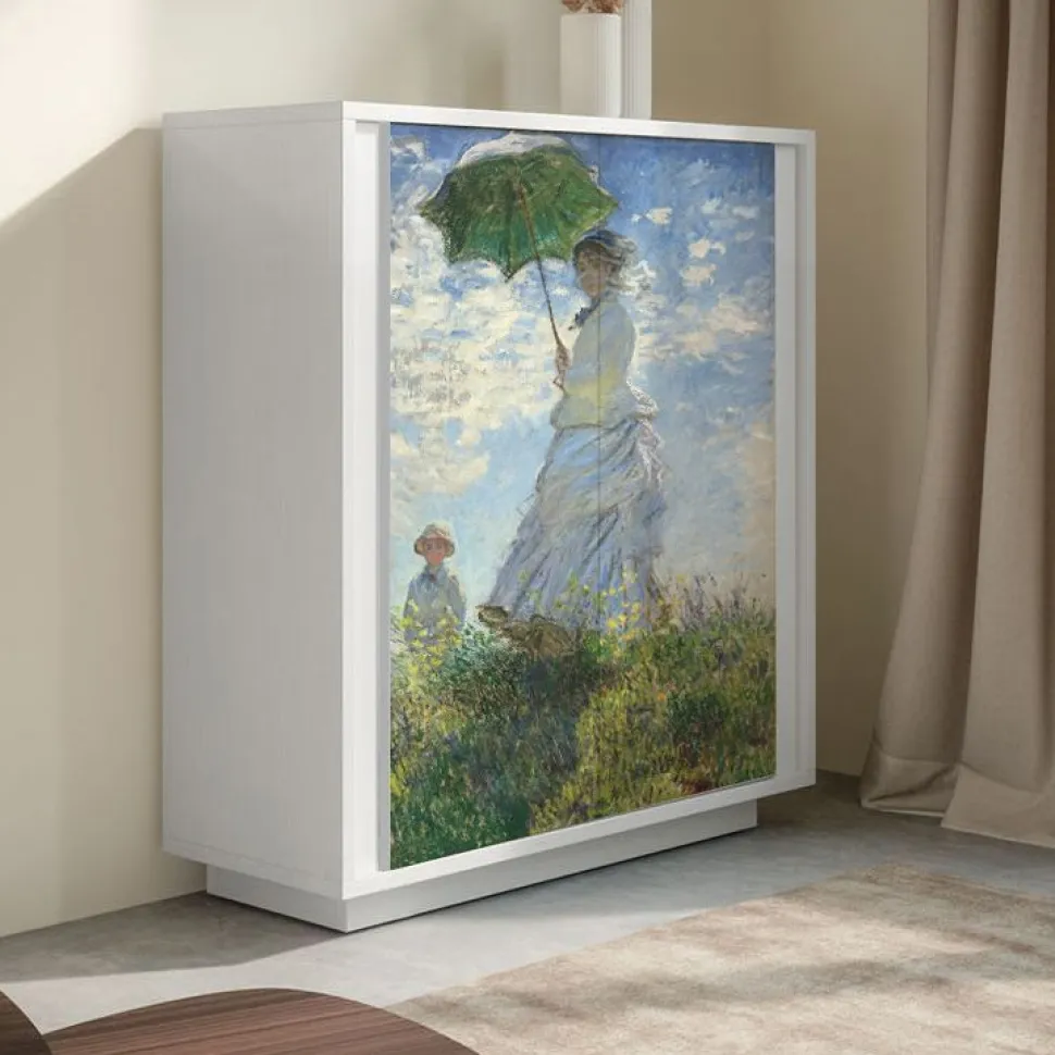 Credenza a 2 ante Skyline "donna con il parasole, Monet" linea ARTE
