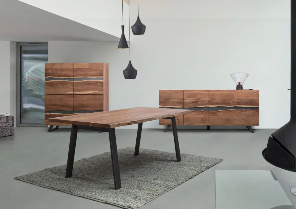 Credenza 4 ante Aron in legno di acacia