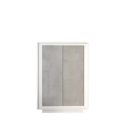 Credenza 2 ante battenti in bianco laccato opaco e pannelli effetto beton linea Beton