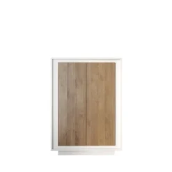 Credenza 2 ante battenti linea Pear in finitura Bianco opaco e Rovere Mercure