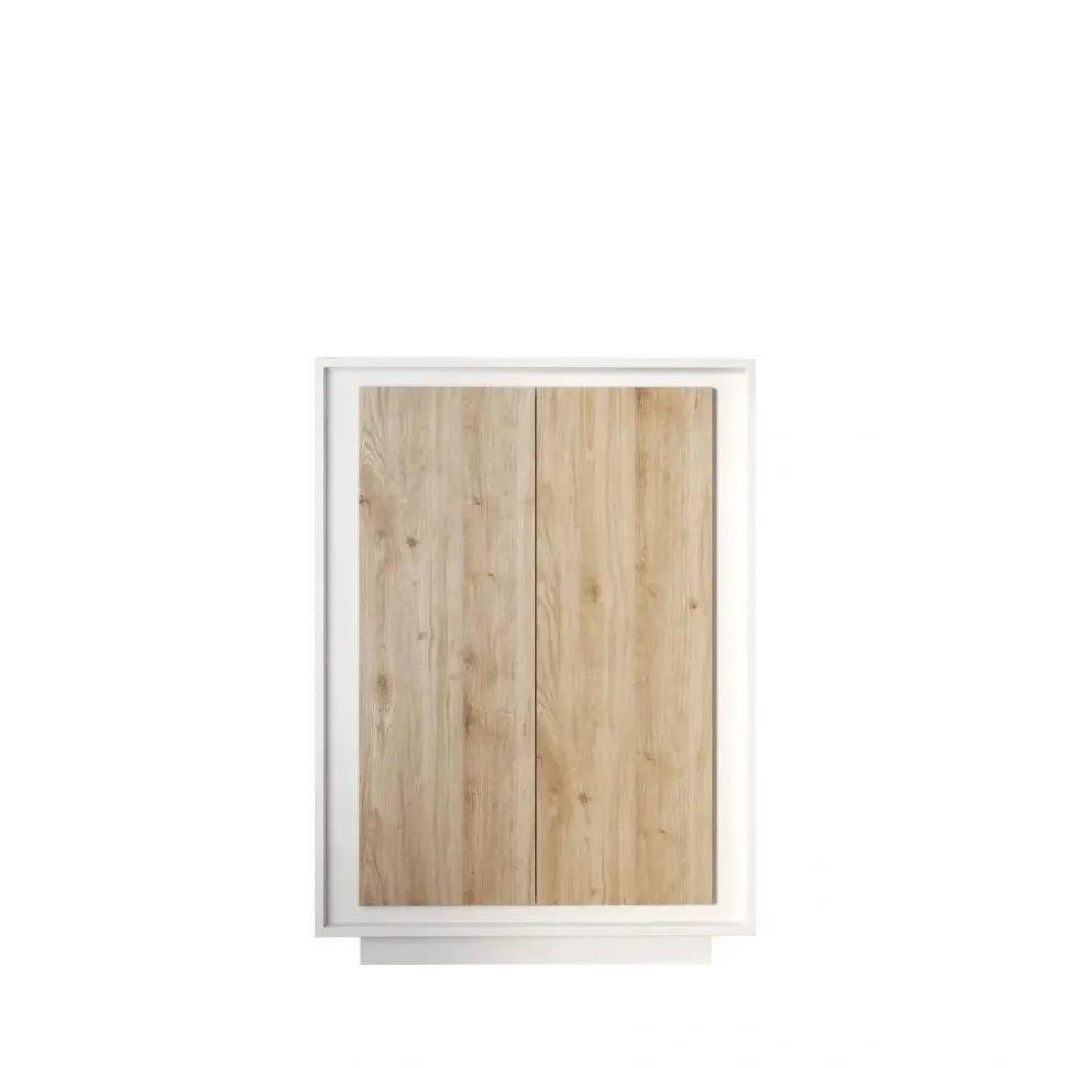 Credenza 2 ante battenti linea Pear in finitura Bianco opaco e Rovere Cadiz