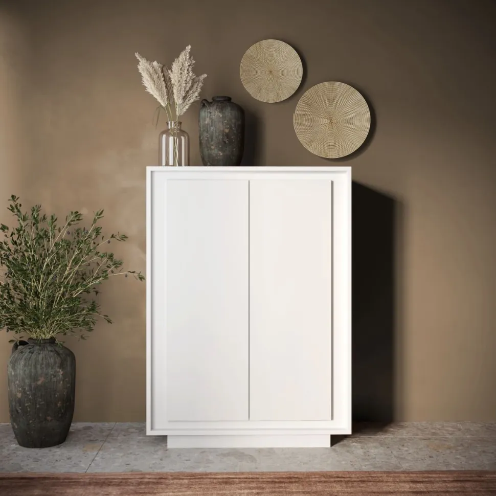 Credenza 2 ante battenti linea Pure in finitura Bianco laccato opaco