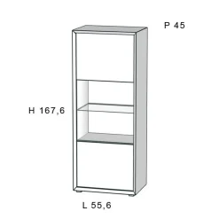 Credenza 2 ante Bianco opaco e Verde Garda senza maniglia linea Tilt