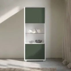 Credenza 2 ante Bianco opaco e Verde Garda senza maniglia linea Tilt