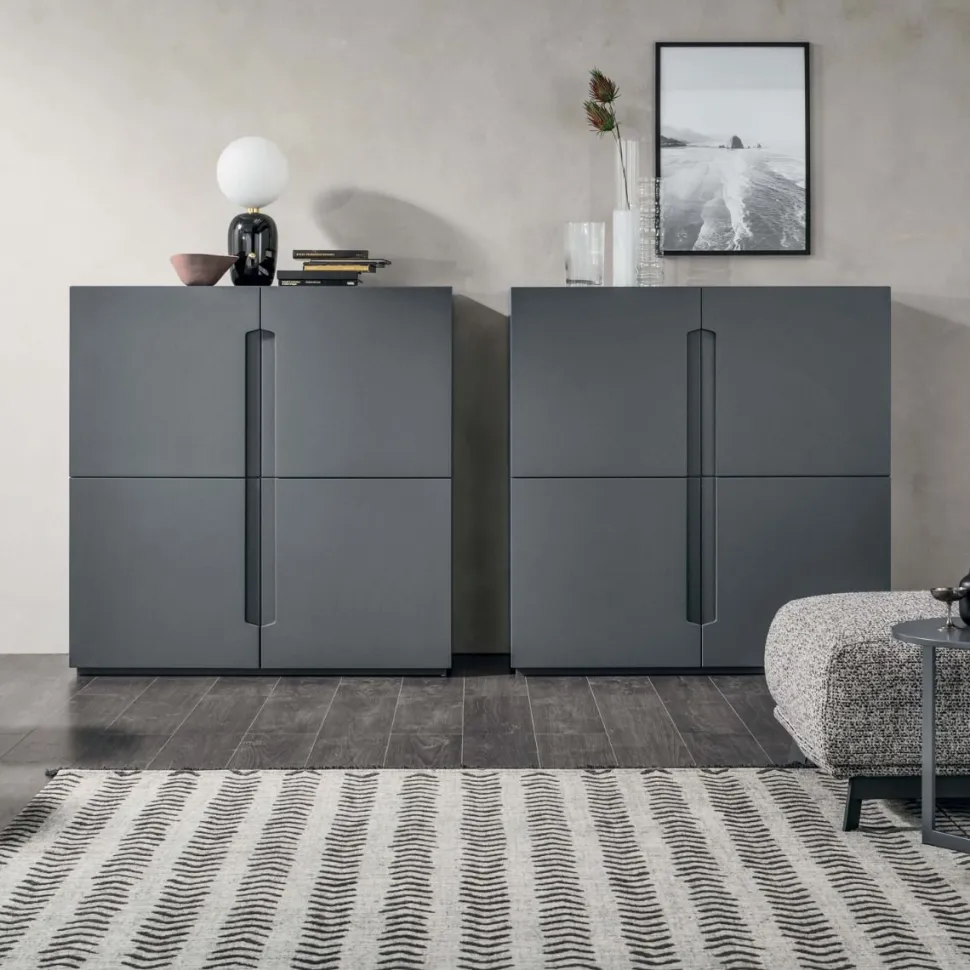 Credenza 4 ante con maniglia a incasso Montgomery linea Nais disponibile in vari colori