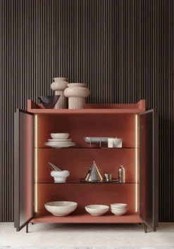 Credenza 2 ante con telaio in alluminio Beky linea Contact disponibile in 30 colori