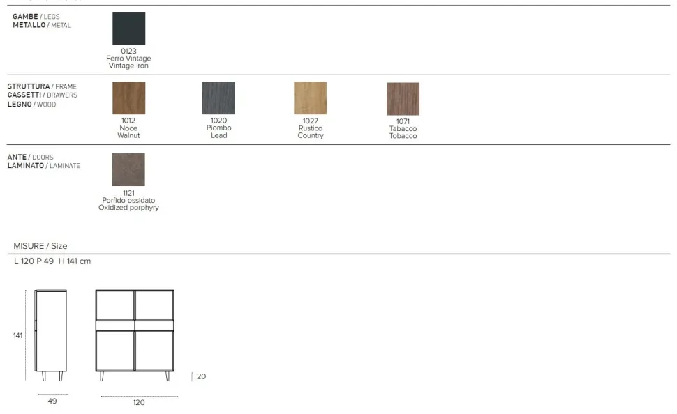 Credenza 4 ante e 2 cassetti Astra disponibile in vari colori