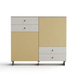 Credenza 2 ante e 4 cassetti con frontali cannetè linea Contact disponibile in 30 colori