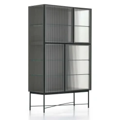Credenza 4 ante in vetro cannetè trasparente o fumè Nina linea Nais disponibile in vari colori