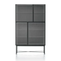 Credenza 4 ante in vetro cannetè trasparente o fumè Nina linea Nais disponibile in vari colori