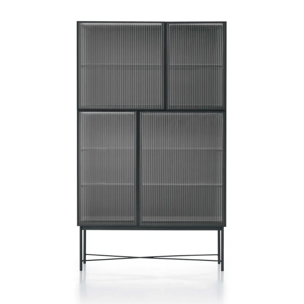 Credenza 4 ante in vetro cannetè trasparente o fumè Nina linea Nais disponibile in vari colori