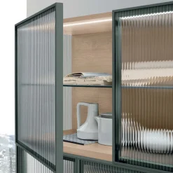 Credenza 4 ante in vetro cannetè trasparente o fumè Nina linea Nais disponibile in vari colori