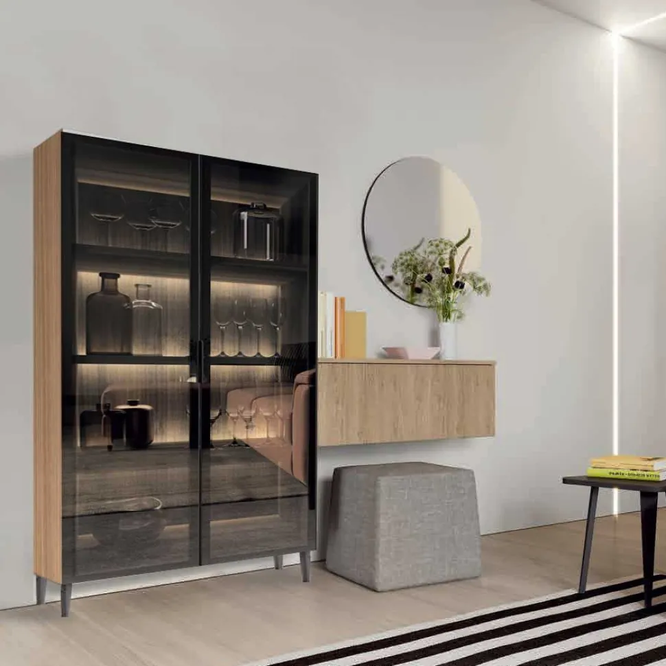 Credenza 2 ante in vetro larghezza 90cm in 3 altezze