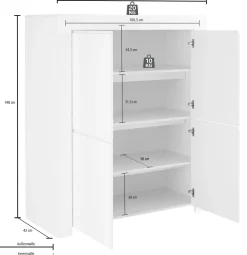 Credenza 4 ante linea Clear in Rovere Cadiz