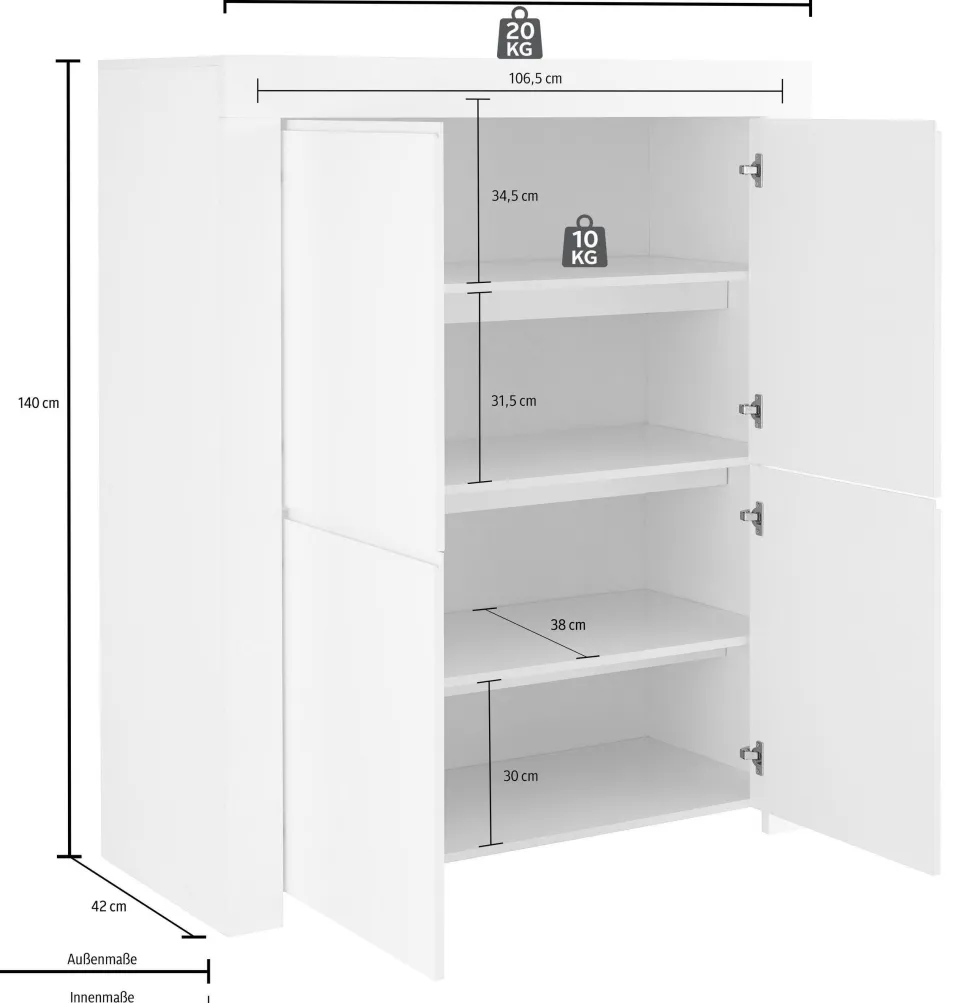 Credenza 4 ante linea Clear in Rovere Cadiz