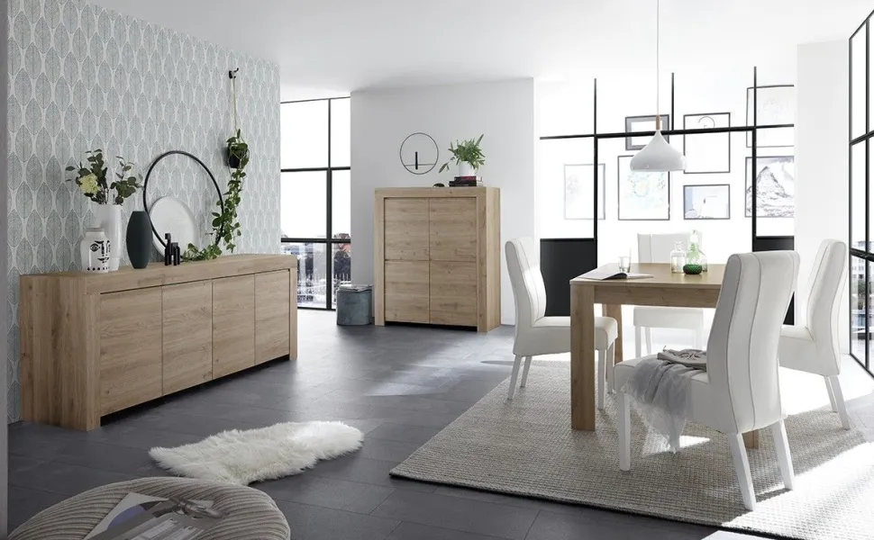 Credenza 4 ante linea Clear in Rovere Cadiz