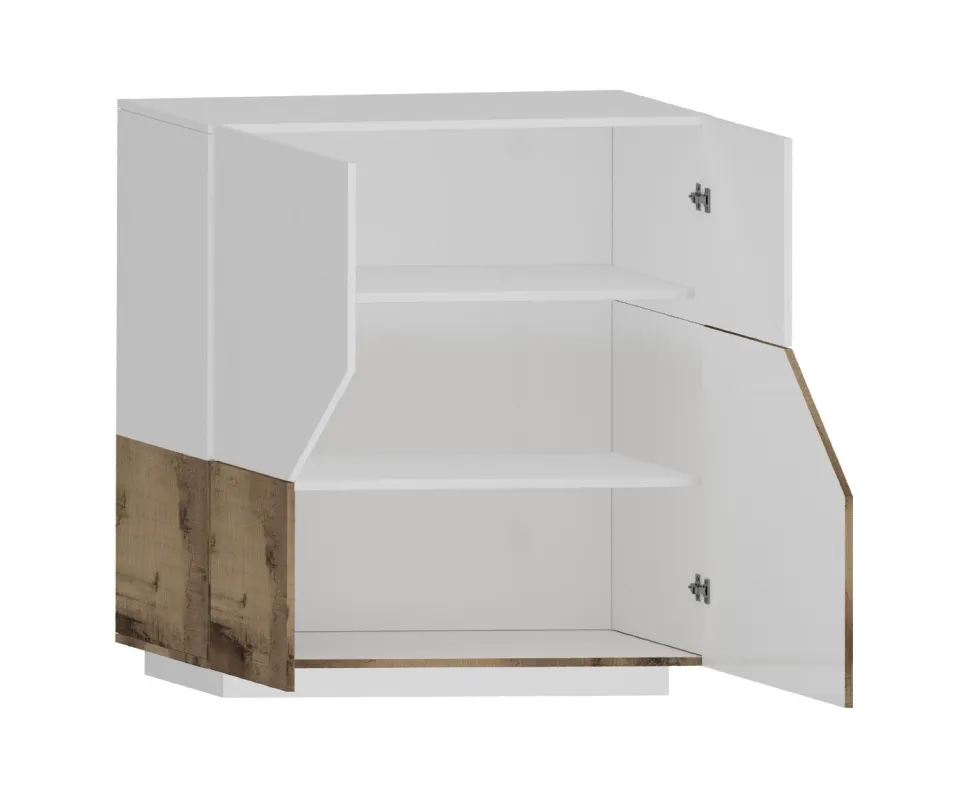 Credenza 2 ante linea Galassia in finitura Bianco Lucido e Acero Pereira