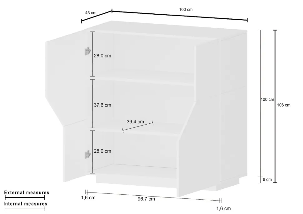 Credenza 2 ante linea Galassia in finitura Bianco Lucido
