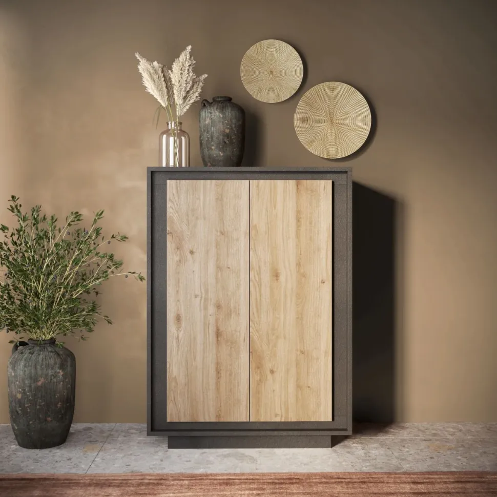 Credenza 2 ante linea Natural in finitura Lava e Rovere Cadiz