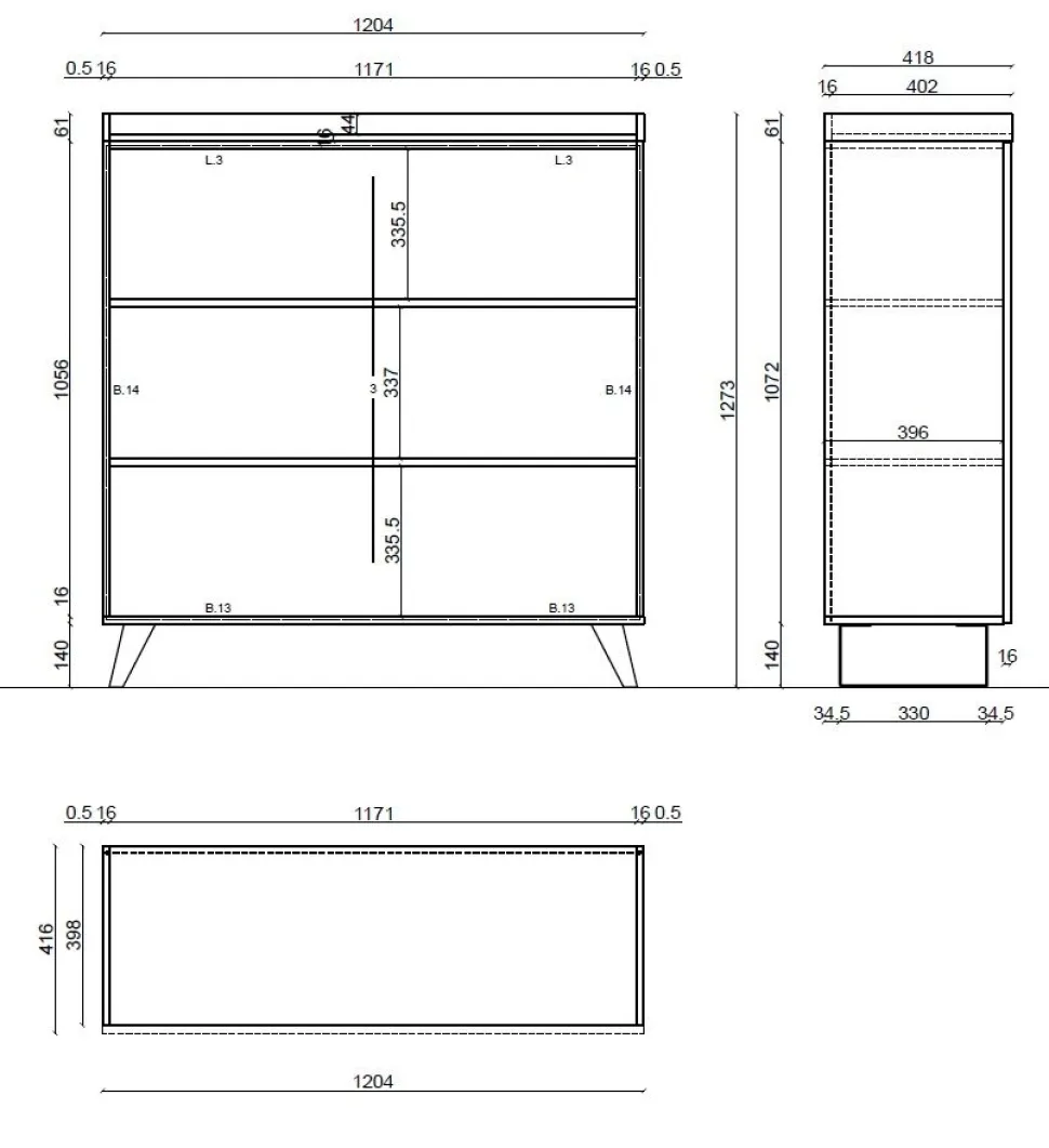 Credenza 2 ante linea Oscar in finitura Rovere Mercure e Bronzo