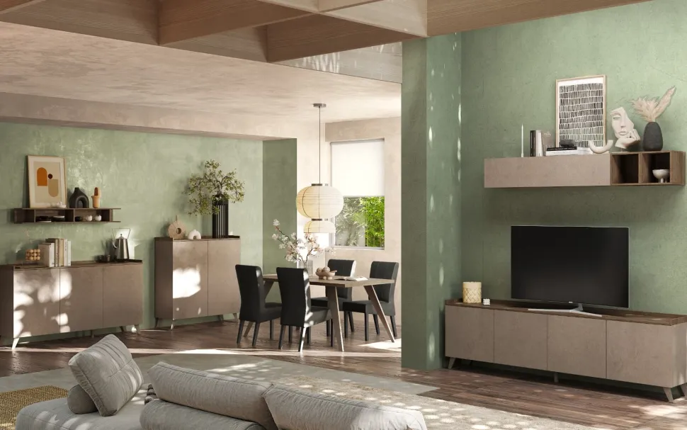 Credenza 2 ante linea Oscar in finitura Rovere Mercure e Bronzo