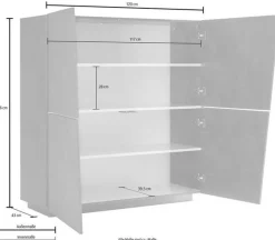 Credenza 4 ante linea Virgola finitura Ardesia