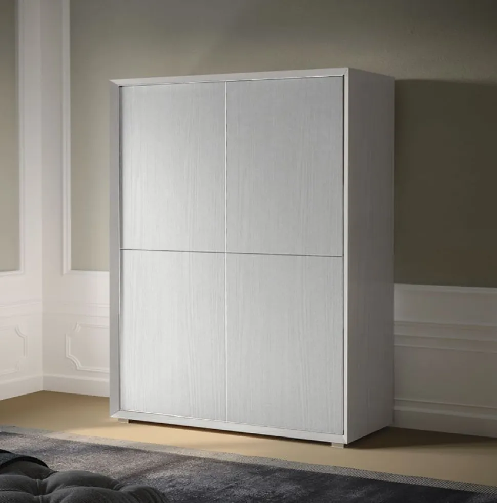 Credenza Bianco Frassino 4 ante senza maniglia linea Tilt