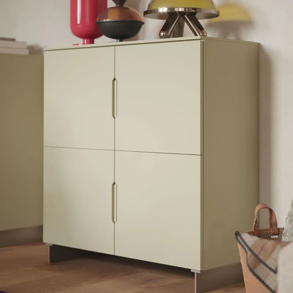 Credenza con maniglia a incasso 4 ante disponibile in 30 colori