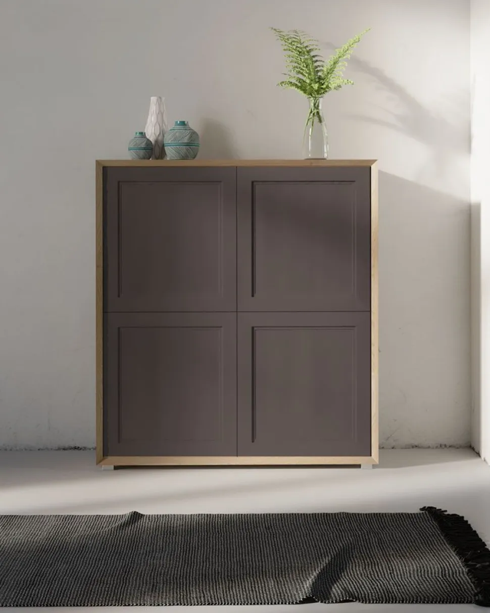 Credenza in Bianco opaco con 4 ante senza maniglie linea Tilt CLASSIC