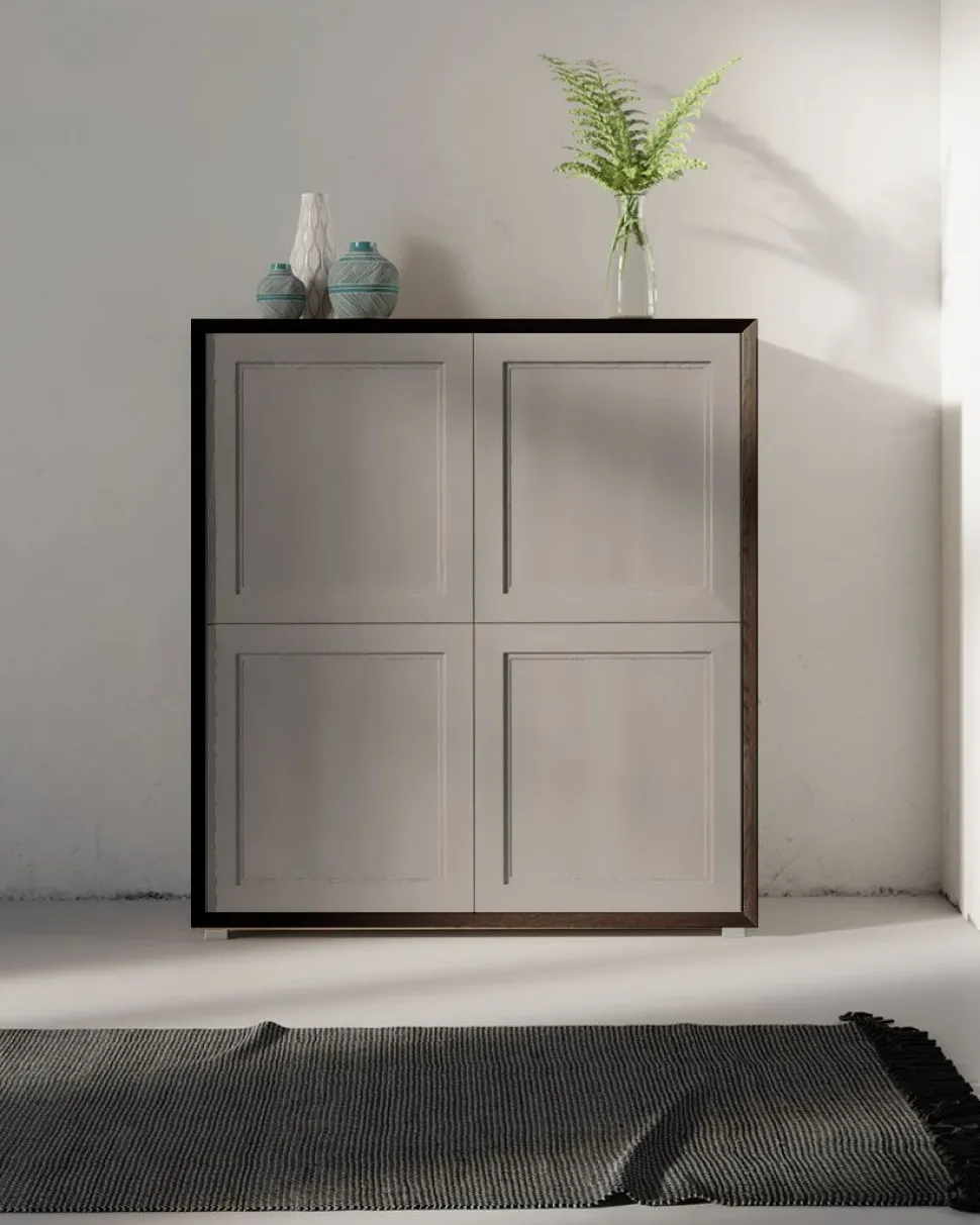 Credenza in Bianco opaco con 4 ante senza maniglie linea Tilt CLASSIC