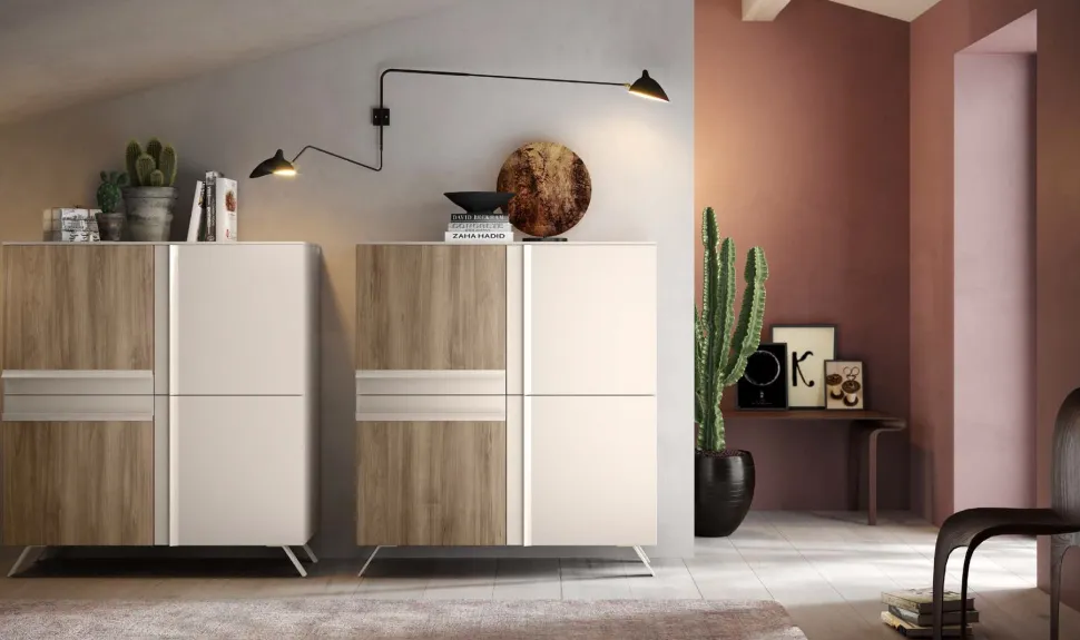 Credenza linea Domino in Noce Naturale a Cachemire
