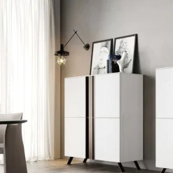 Credenza linea Domino in Noce Bianco e Brunito
